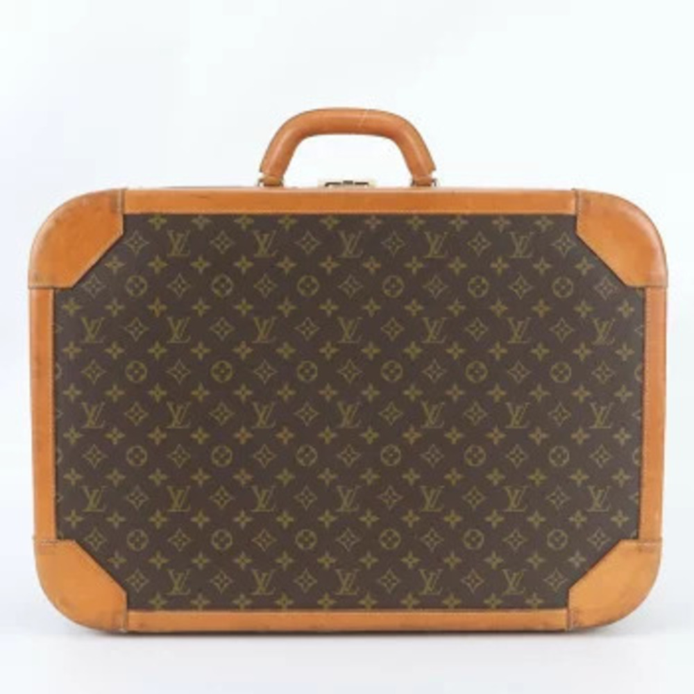 Louis Vuitton Monogram Stratos Leather Trunk Hard Carry On Suitcase Brown